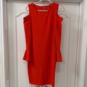 Elegant Orange/Red Cold Shoulder Dress